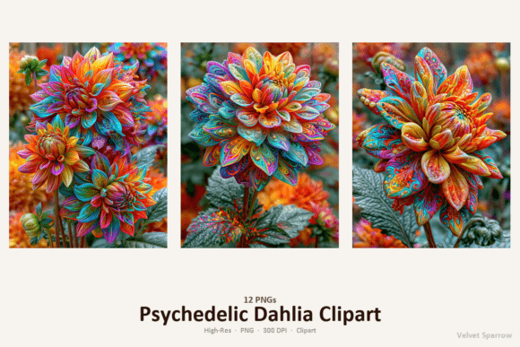 Download Psychedelic Dahlia Clipart -- 12 PNGs - Clipart Collection