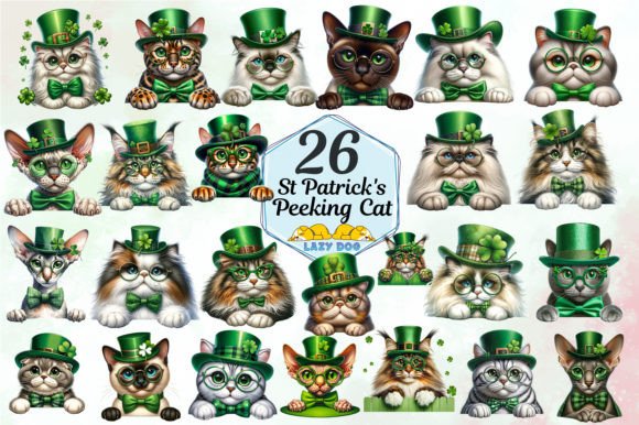 Download St Patrick’s Day Peeking Cats Clipart - Clipart Collection