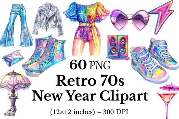 Download Retro 70s New Year Clipart - Clipart Collection