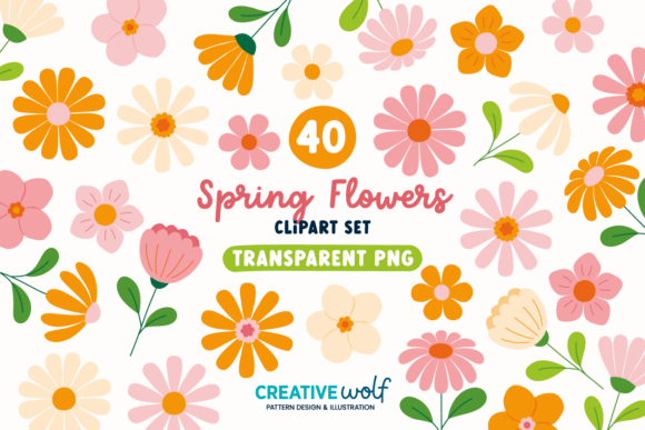 Download Whimsical Spring Flowers Clipart Set - Clipart Collection