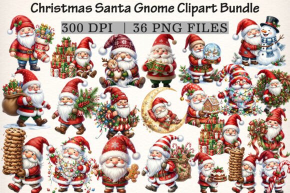 Download Christmas Santa Gnome Clipart Bundle - Clipart Collection