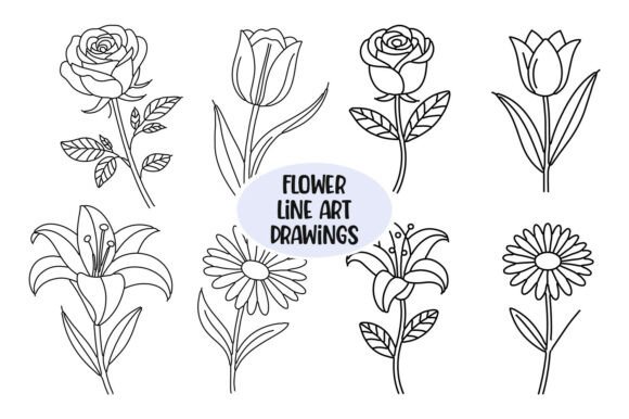 Download Flower Line Art Drawings Rose Clipart - Clipart Collection