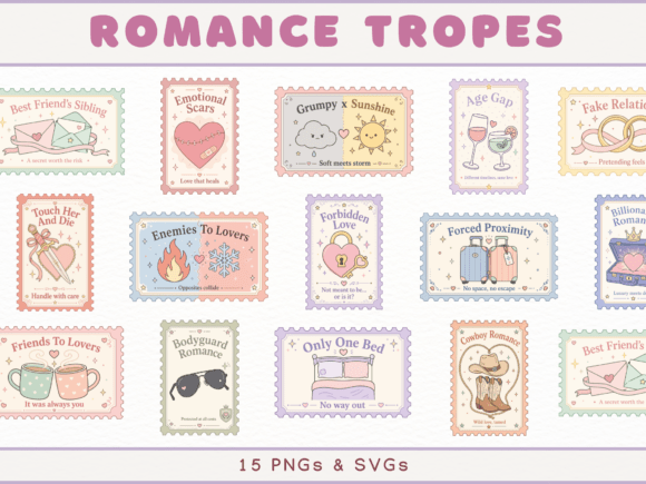 Download Romance Tropes Stamp Cliparts, Bookish - Clipart Collection
