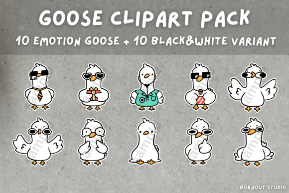 Download Goose Clipart Pack PNG Instant Download - Clipart Collection