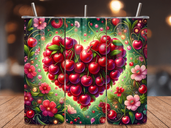 Download Cherry Heart Valentines Day Tumbler Wrap - Valentines day Collection