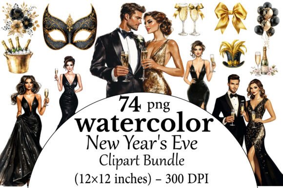Download Watercolor New Year's Eve PNG Clipart Bu - Clipart Collection