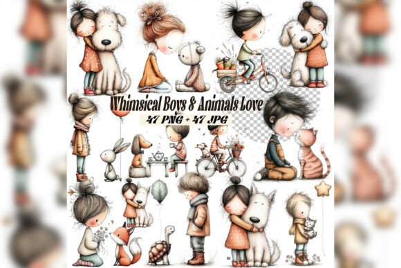 Download Whimsical Girl &amp; Dog Love Clipart Sweet - Clipart Collection